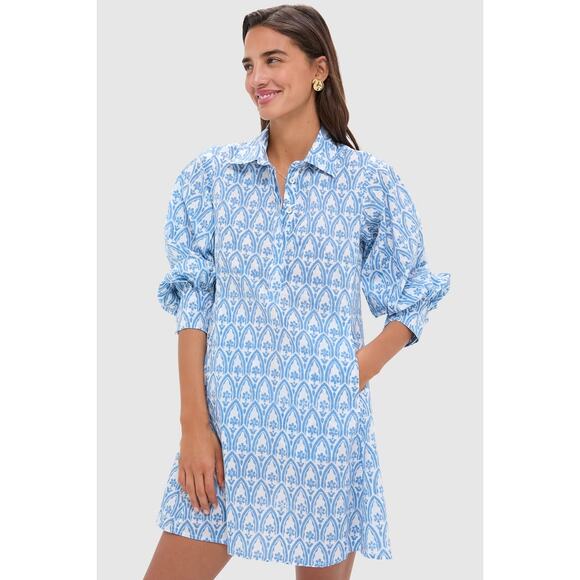 RO'S GARDEN Light Blue Taormina Chloe Short Dress M NWT Retail $195 - Picture 1 of 6